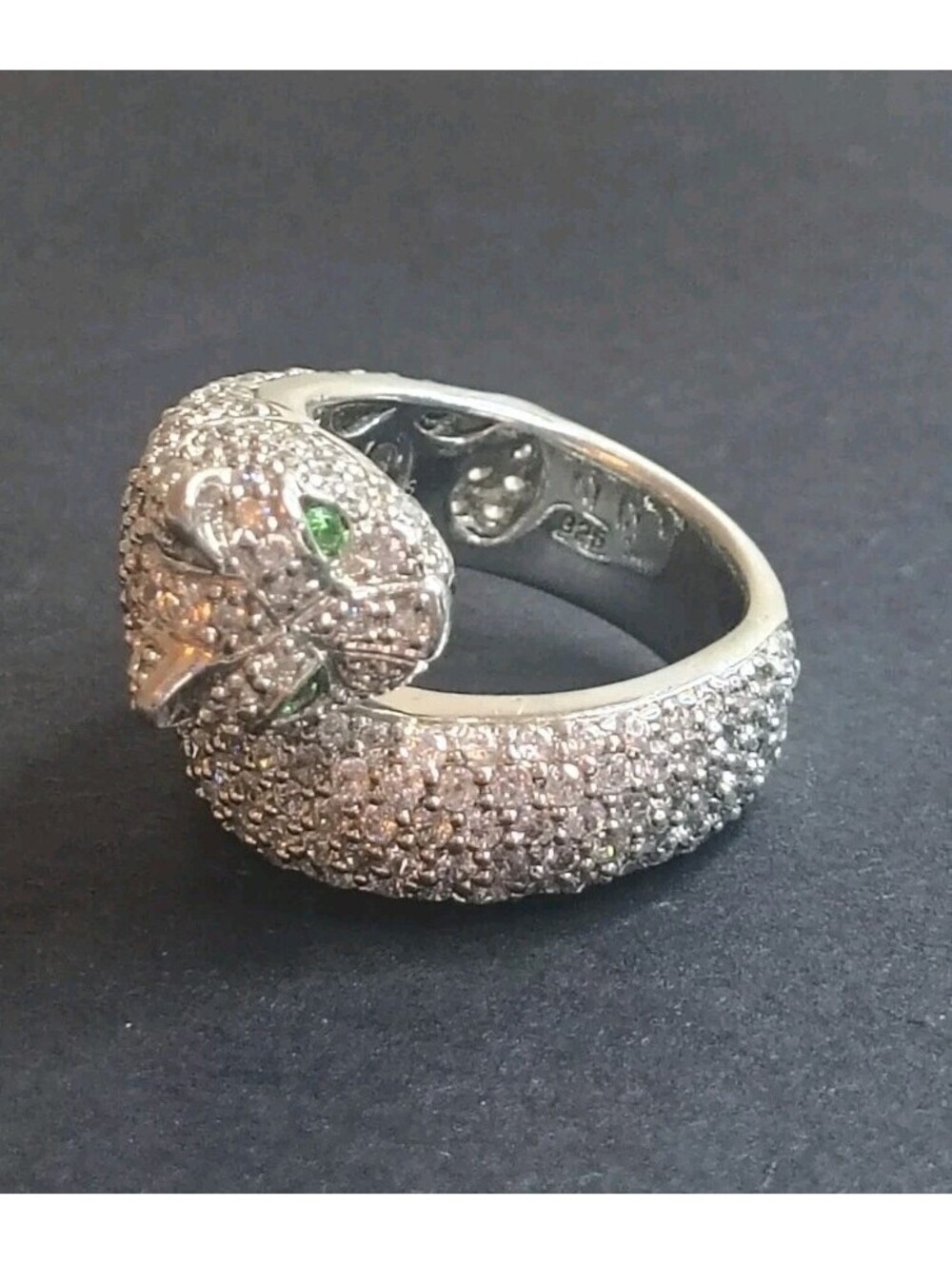 Sonia B. Bitton Sterling Silver Pave Panther Textured Cat Ring-Sz 9